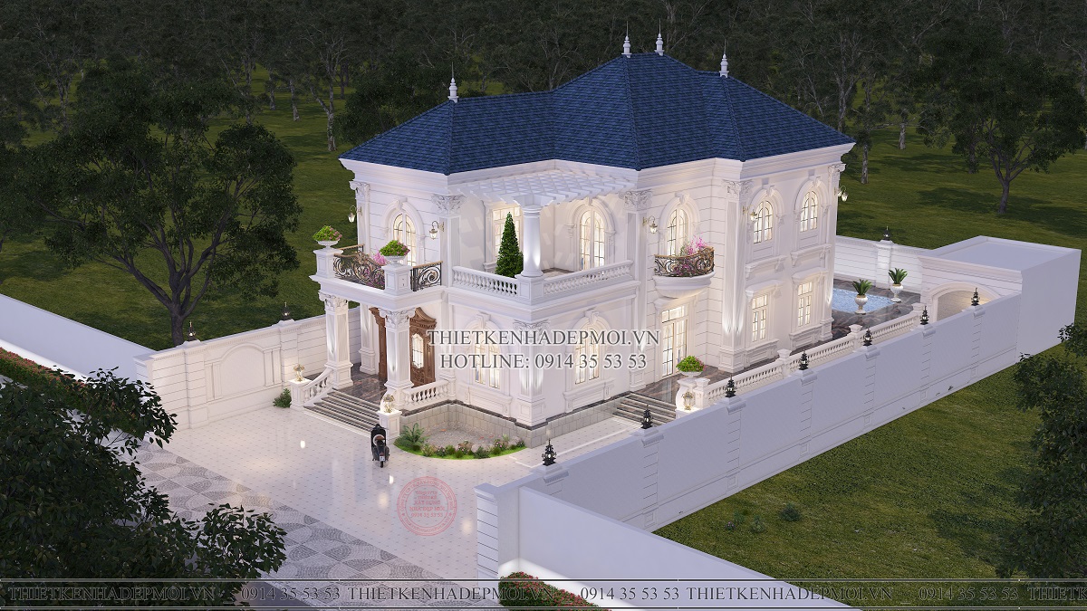 Mẫu biệt thự cổ điển 2 tầng đẹp hoàn hảo diện tích 20x50m