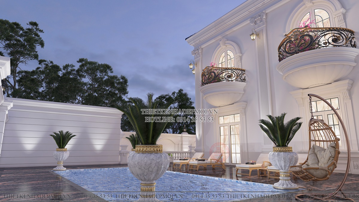 Mẫu biệt thự cổ điển 2 tầng đẹp hoàn hảo diện tích 20x50m