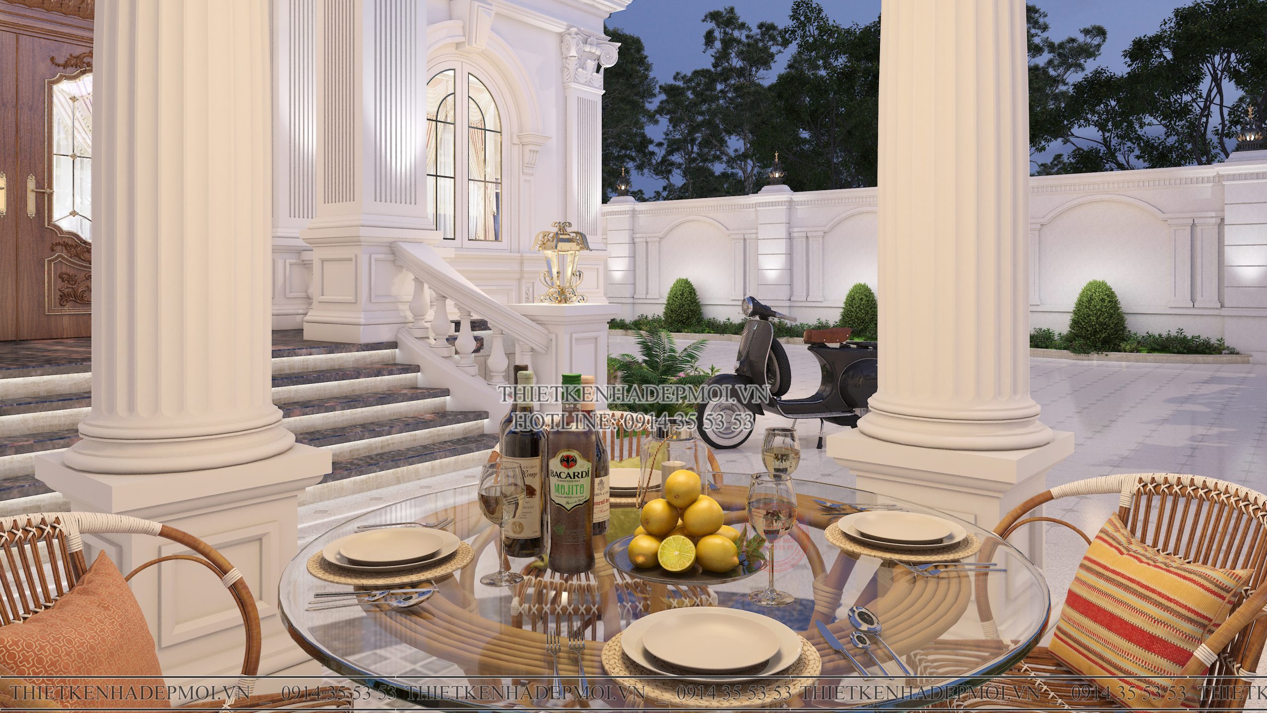 Mẫu biệt thự cổ điển 2 tầng đẹp hoàn hảo diện tích 20x50m