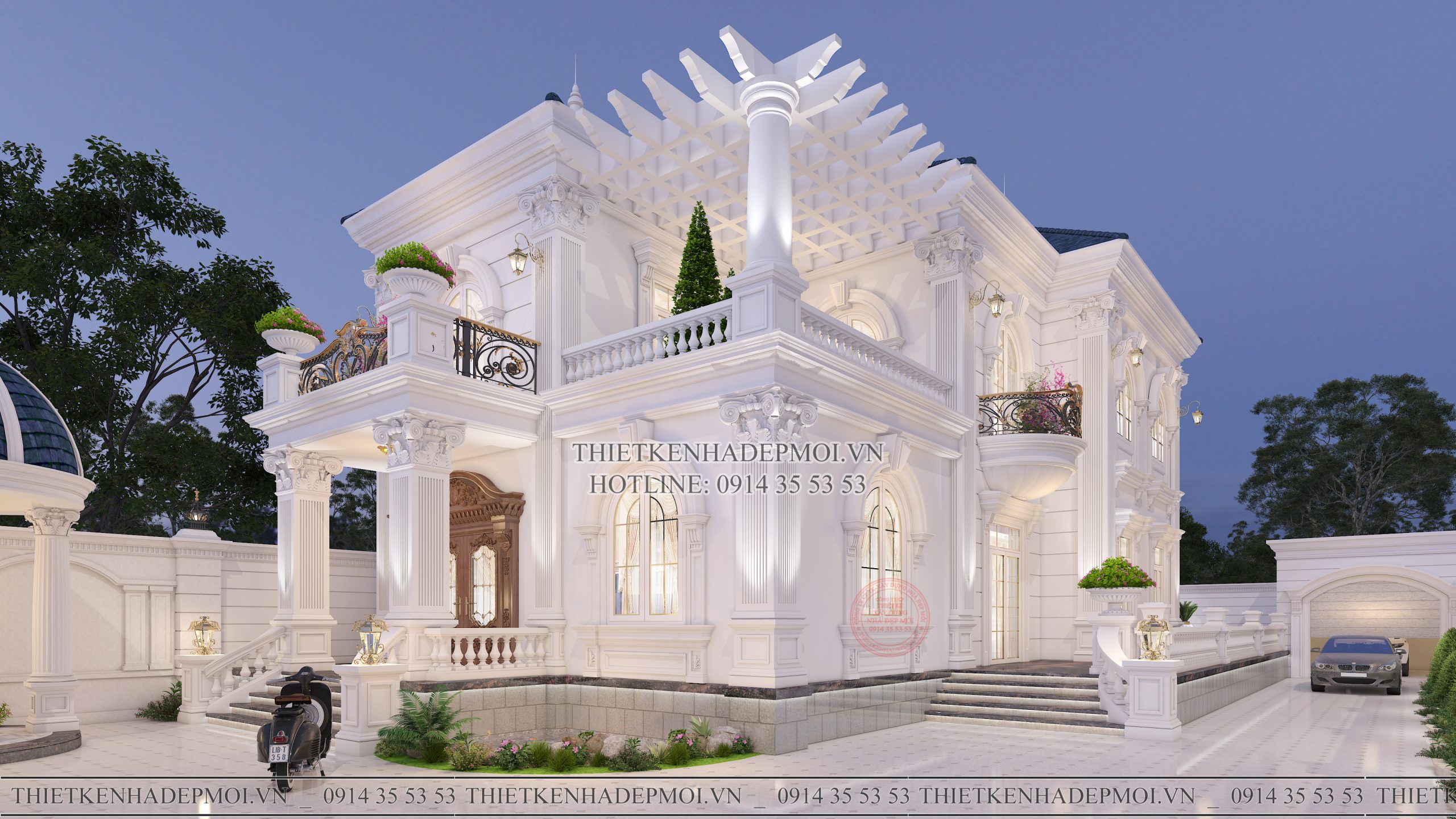 Mẫu biệt thự cổ điển 2 tầng đẹp hoàn hảo diện tích 20x50m