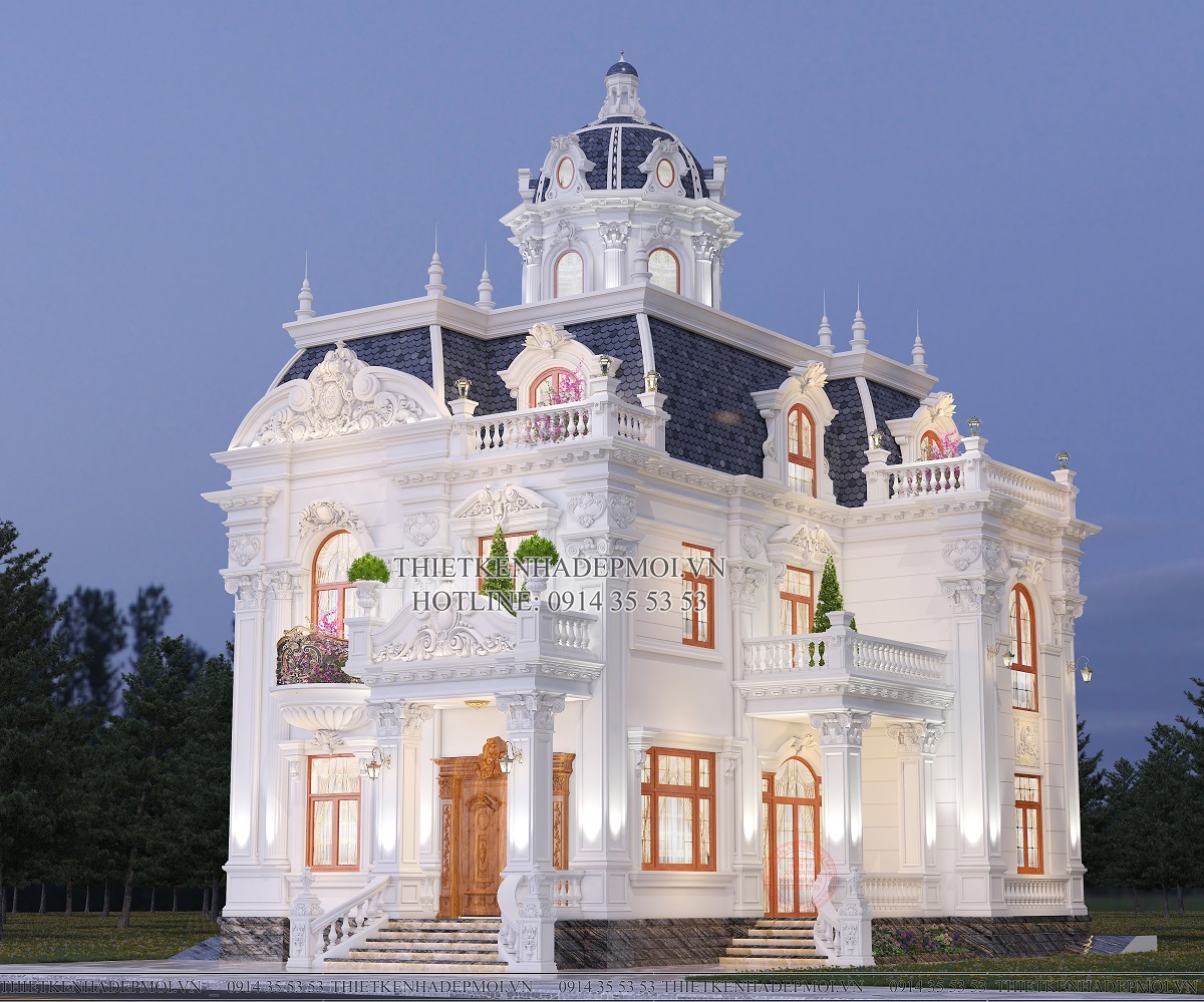Mẫu biệt thự tân cổ điển 2 tầng diện tích 1400m2 được yêu thích