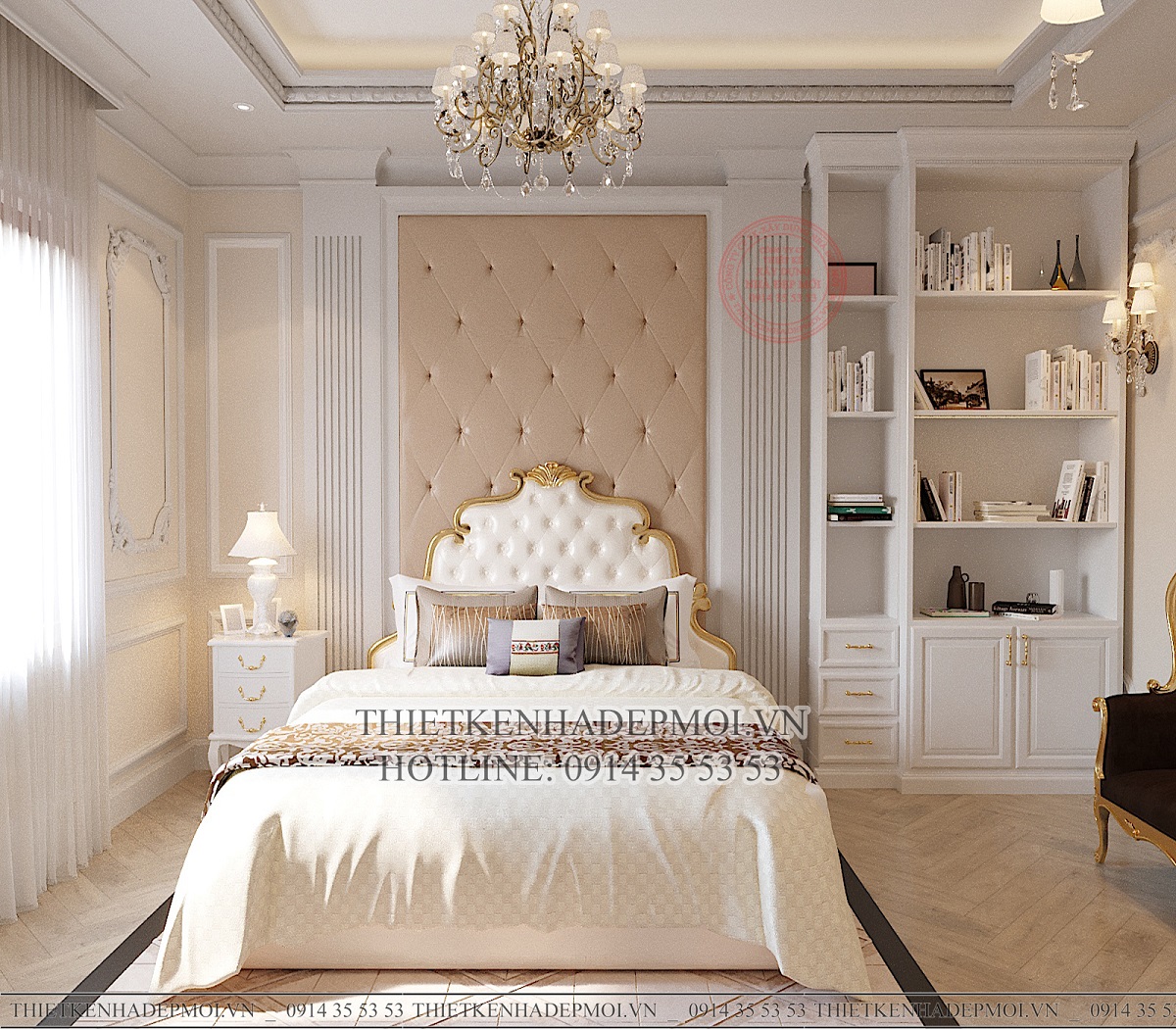 Phòng ngủ trên tầng 3 của thiết kế nhà phố