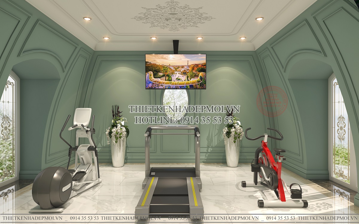 Phòng tập gym trên tầng áp mái