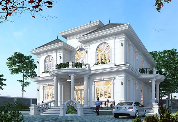 Phong cách tân cổ điển kết hợp với mái Thái làm mẫu thiết kế trông thật nổi bật và có sức hút mãnh liệt.