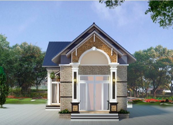 Nhà cấp 4 chữ L có sân vườn