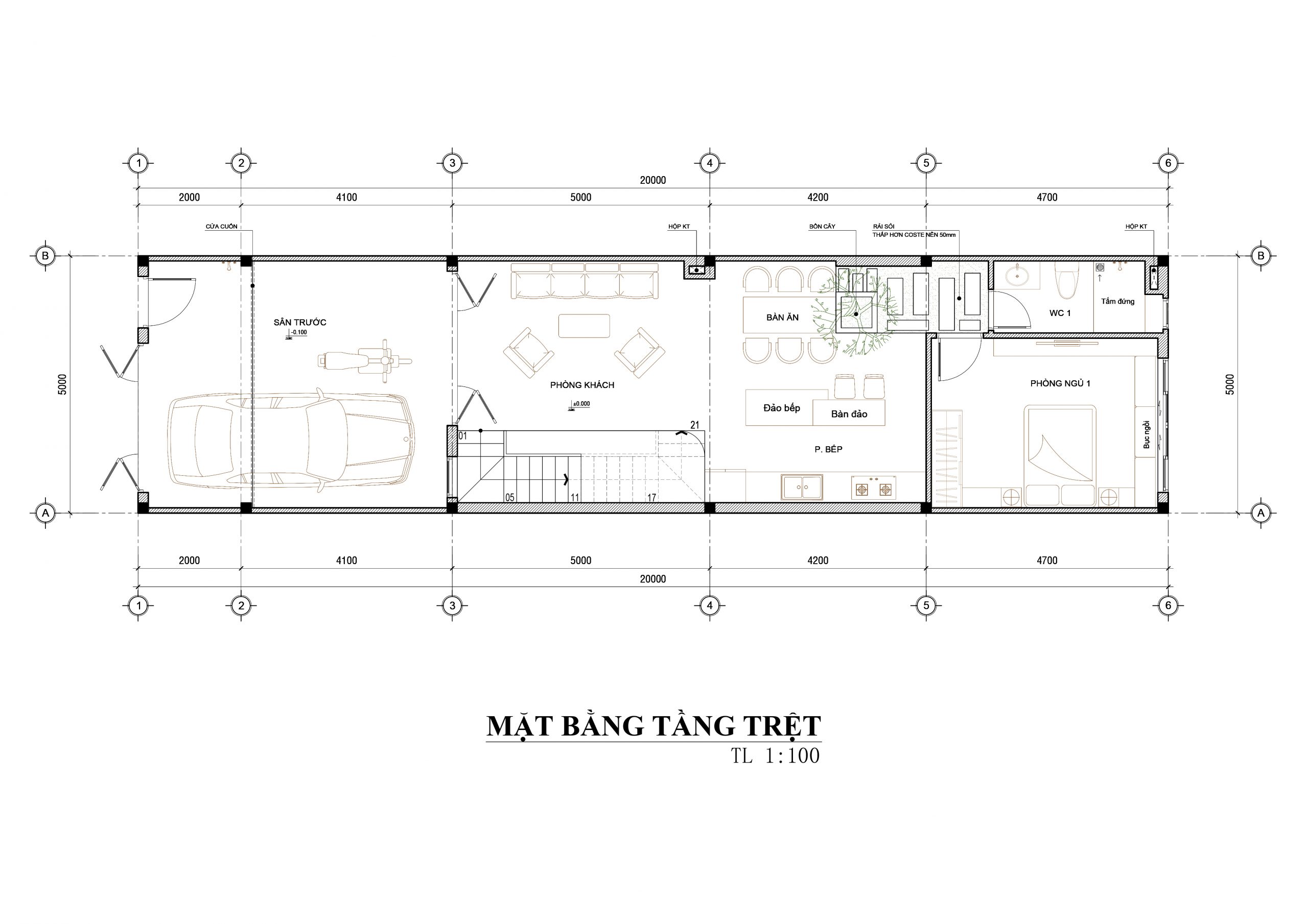 nhà phố hiện đại 1 trệt, 1 lầu, sân thượng