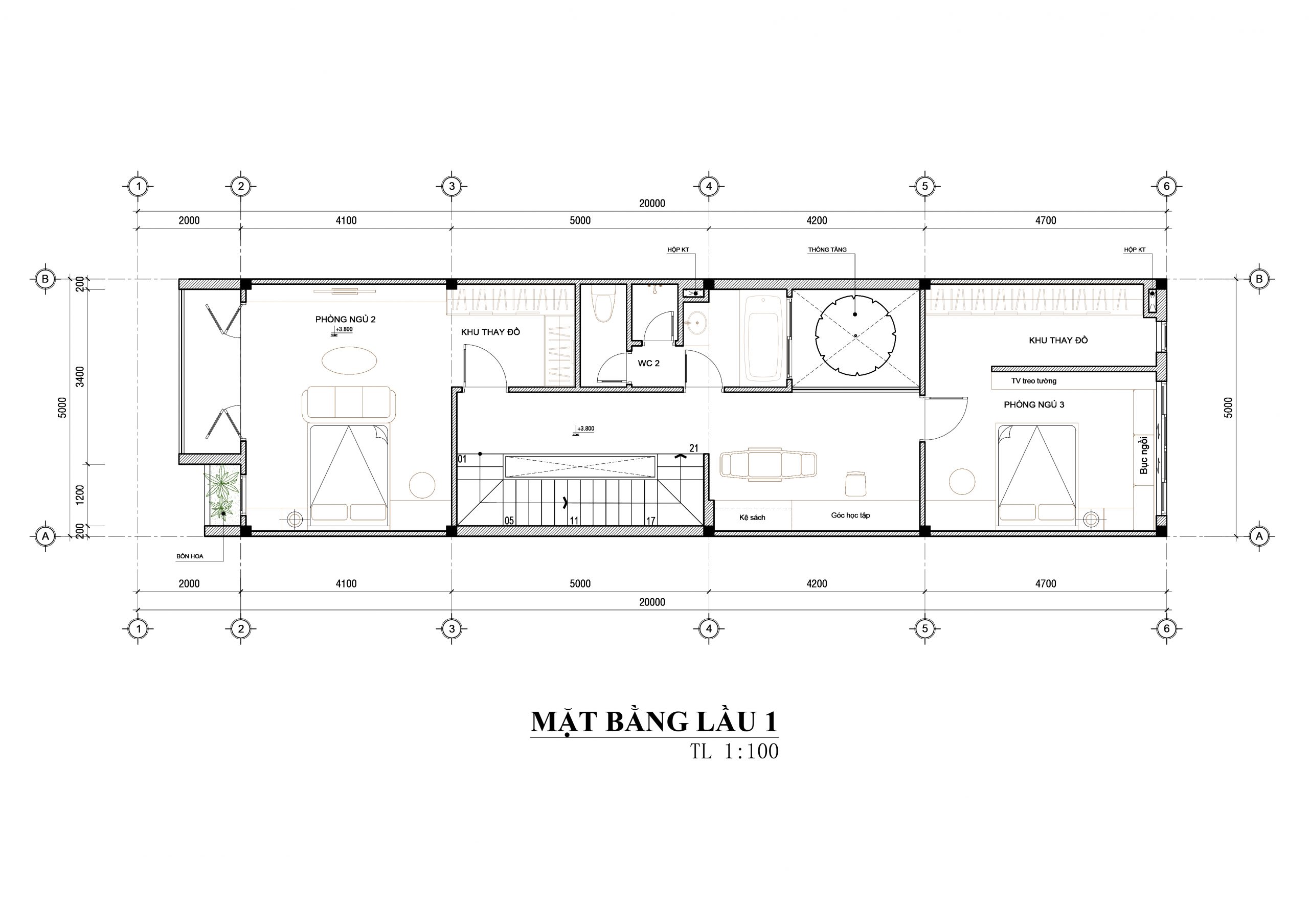 Mẫu nhà phố hiện đại 1 trệt, 1 lầu, sân thượng - chị trinh (kiên giang)