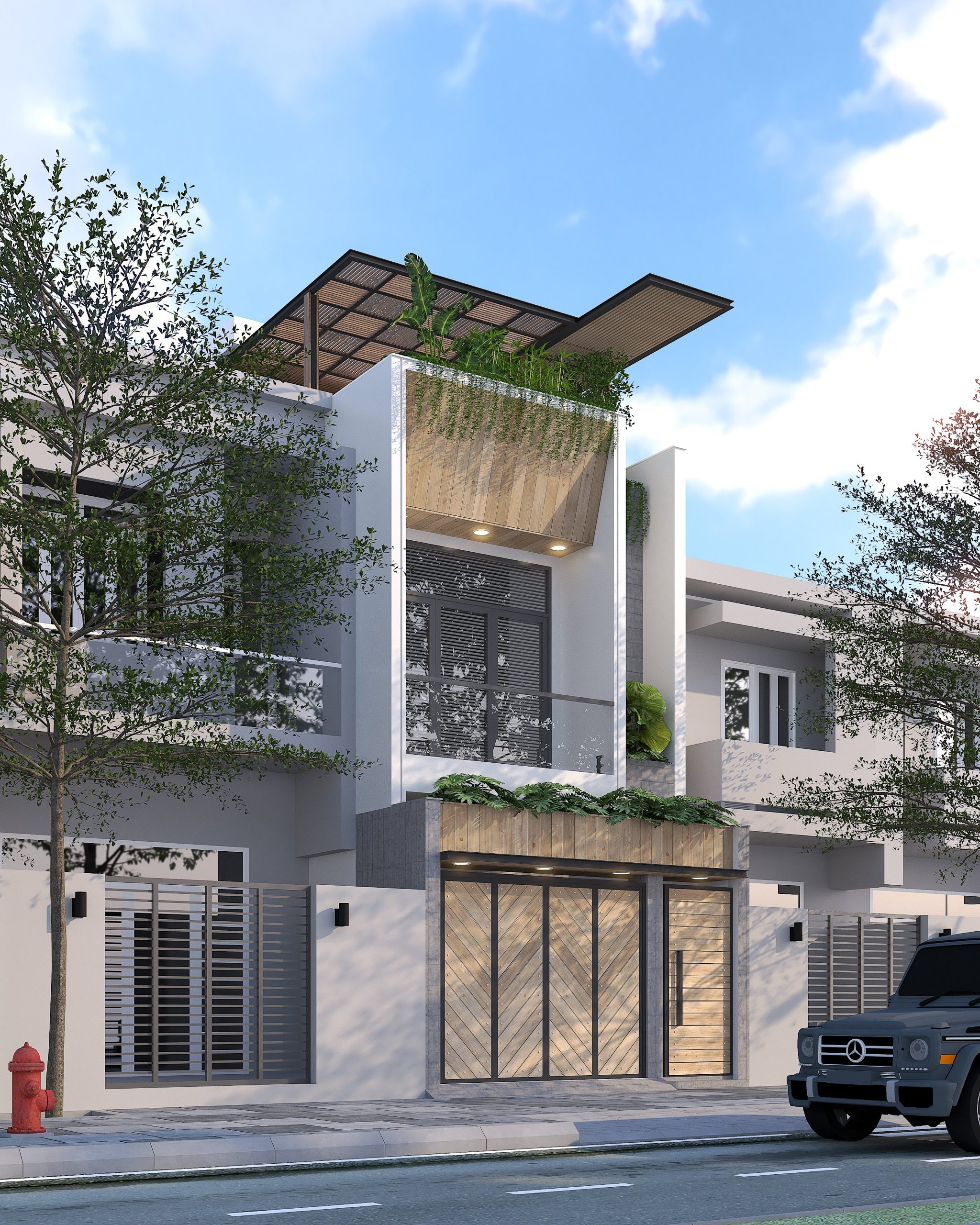 Mẫu nhà phố hiện đại 1 trệt, 1 lầu, sân thượng - chị trinh (kiên giang)