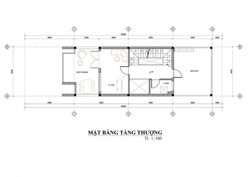 Bố trí mặt bằng tầng thượng