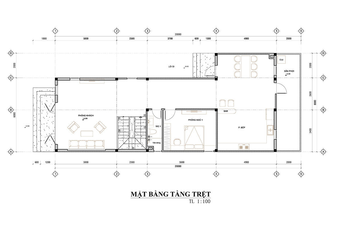 mẫu nhà phố 1 trệt 1 lầu hiện đại