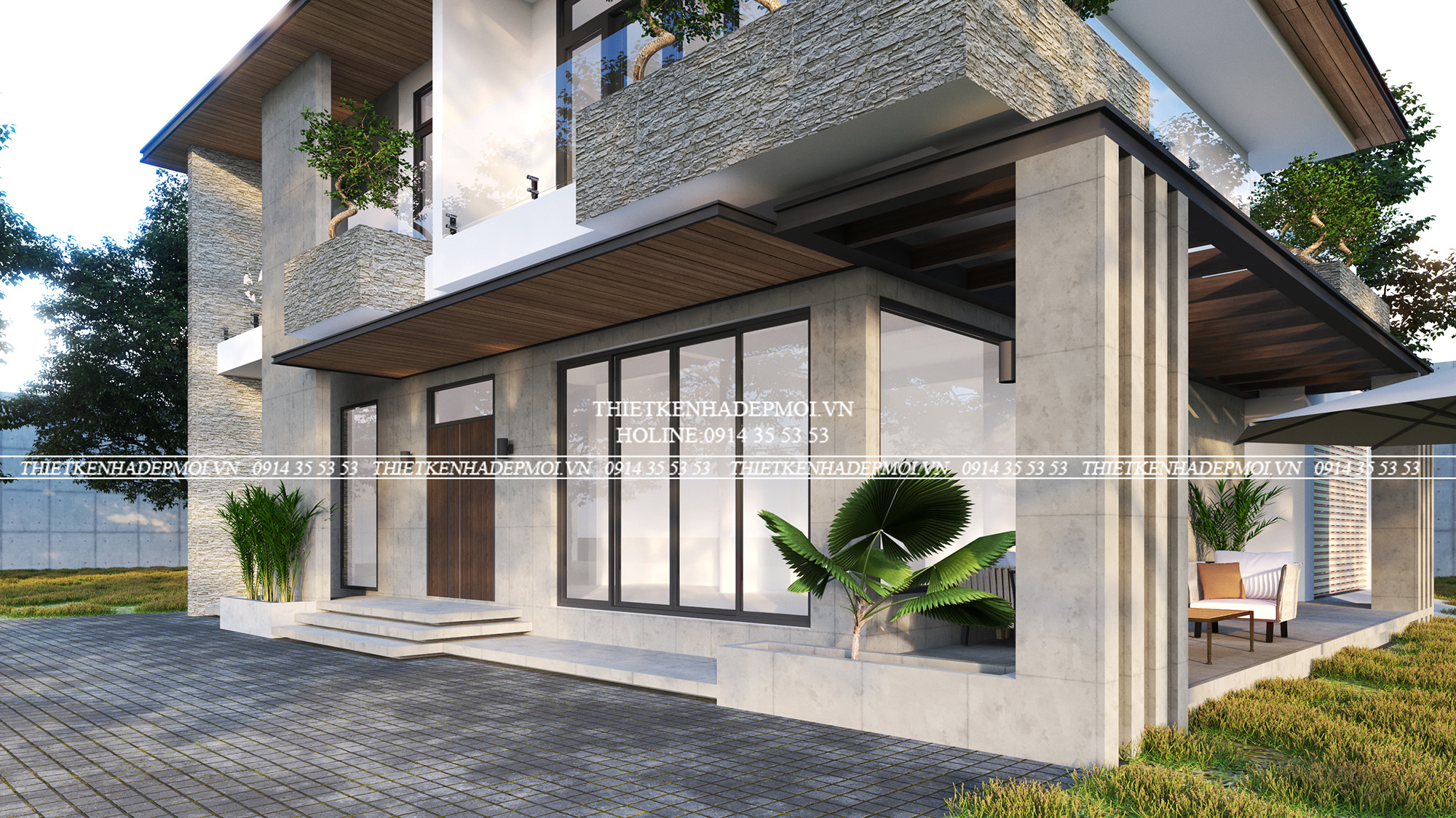 Biệt thự sân vườn 1 trệt 1 lầu