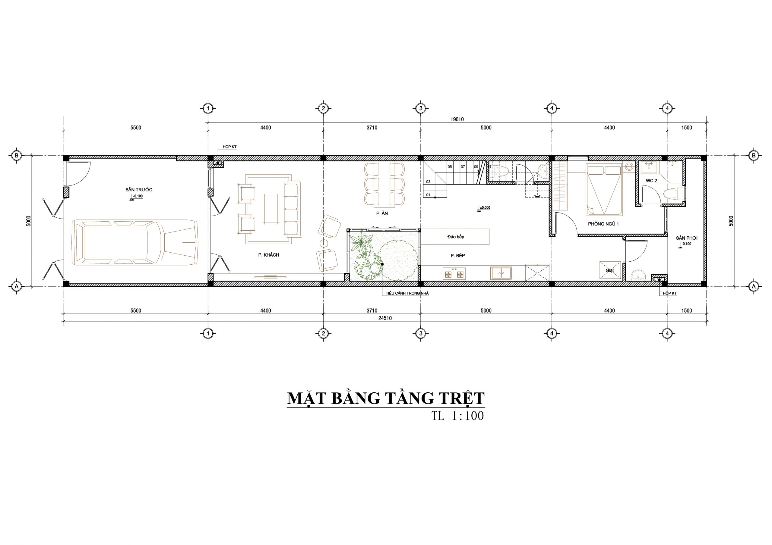 Bố trí mặt bằng tầng trệt