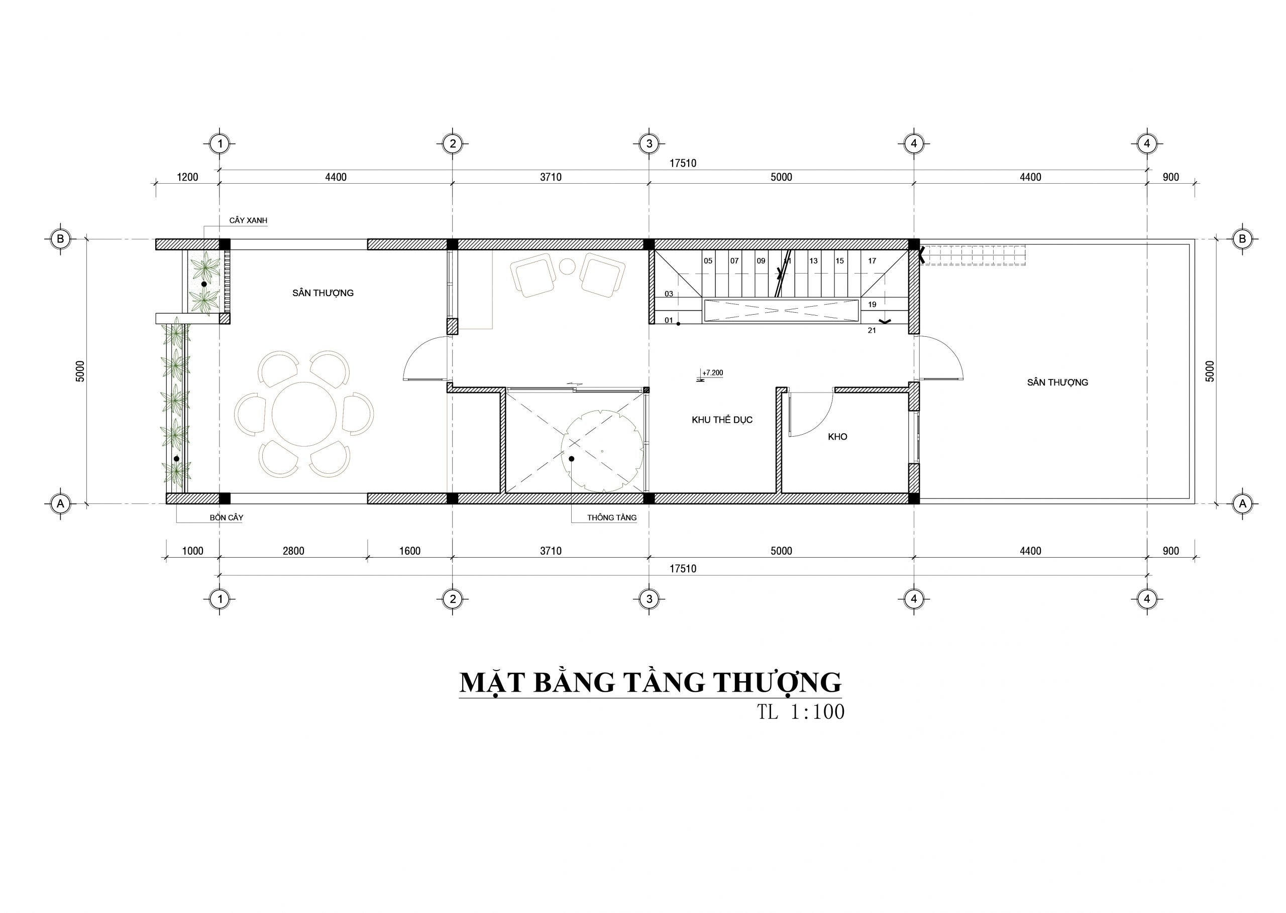 Bố trí mặt bằng tầng thượng