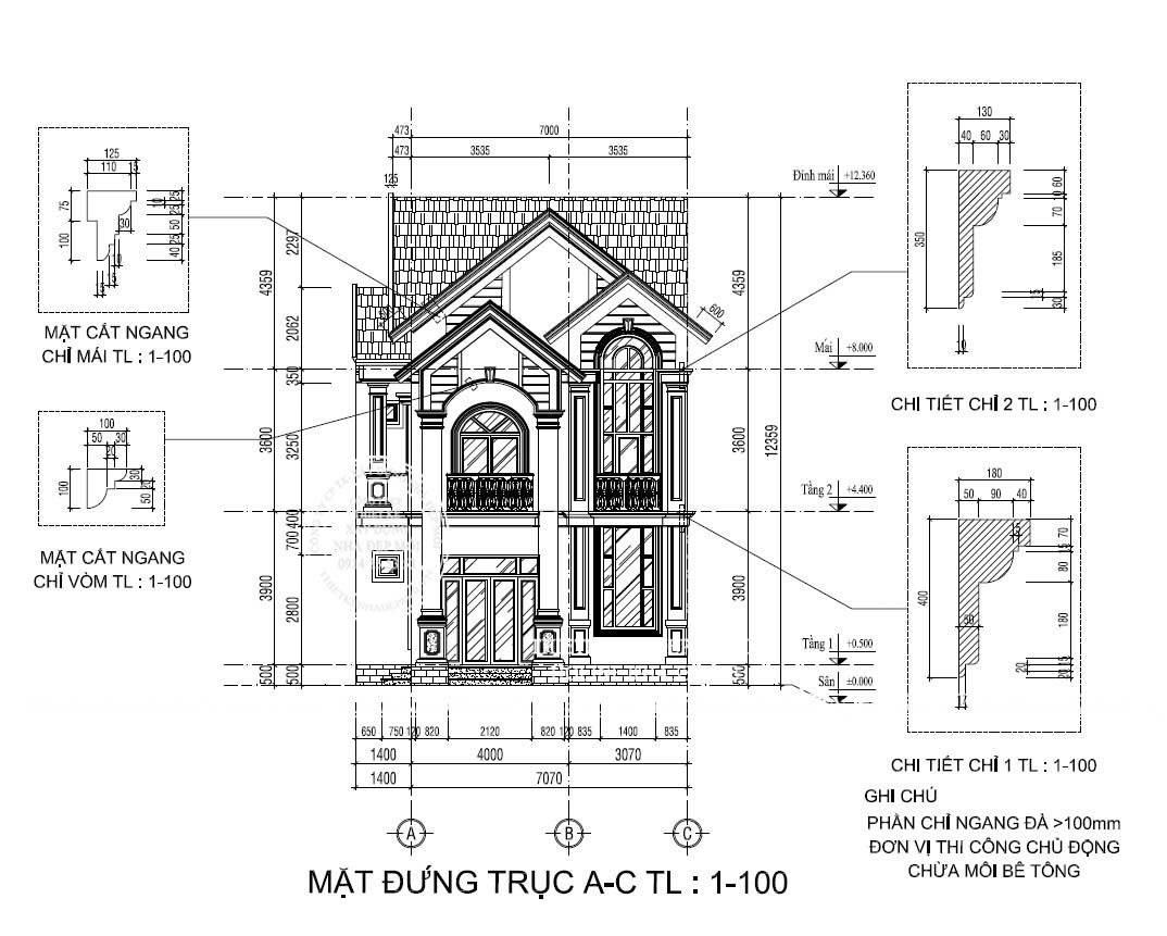 Mẫu thiết kế biệt thự mái thái 2 tầng tân cổ điển – nhà anh đức