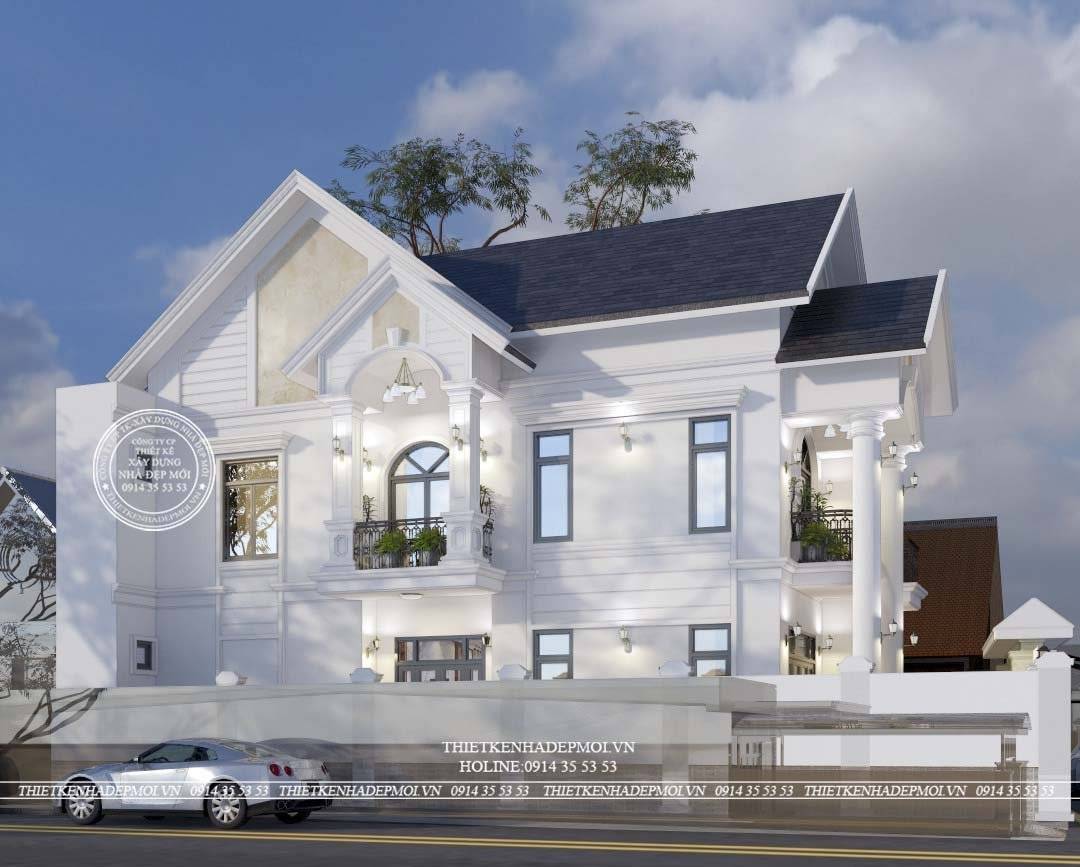 Mẫu thiết kế biệt thự mái thái 2 tầng tân cổ điển – nhà anh đức