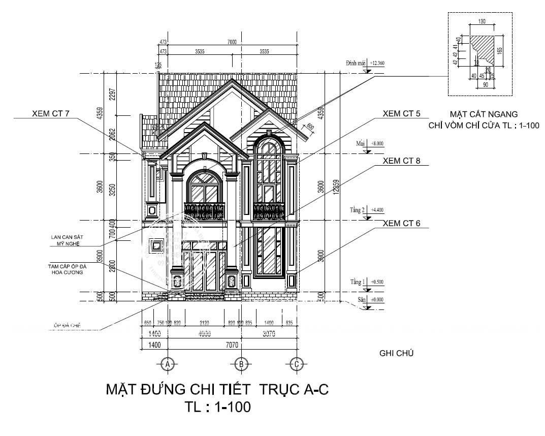 Mẫu thiết kế biệt thự mái thái 2 tầng tân cổ điển – nhà anh đức