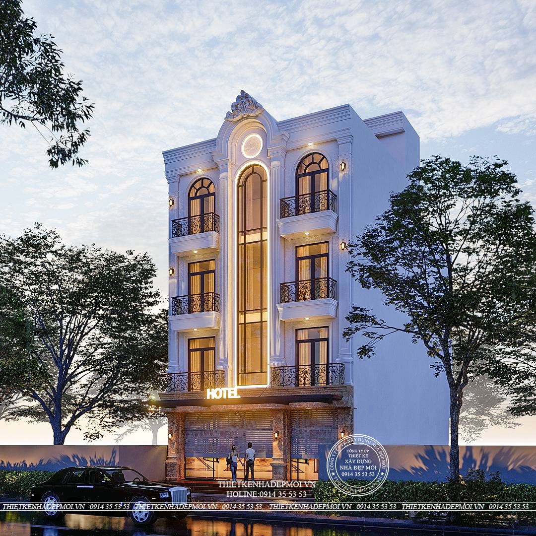 Mẫu thiết kế khách sạn phong cách tân cổ điển tiện nghi, sang trọng