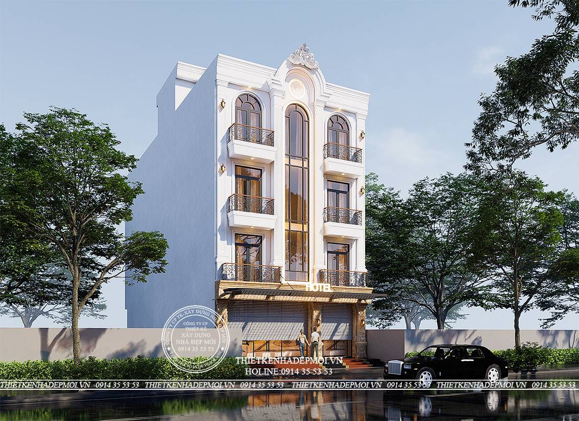 Mẫu thiết kế khách sạn phong cách tân cổ điển tiện nghi, sang trọng