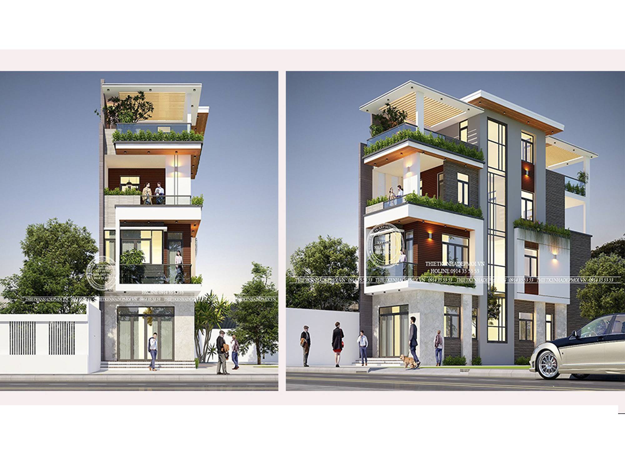 Báo giá thiết kế kiến trúc nhà phố, biệt thự, nhà mái thái đẹp