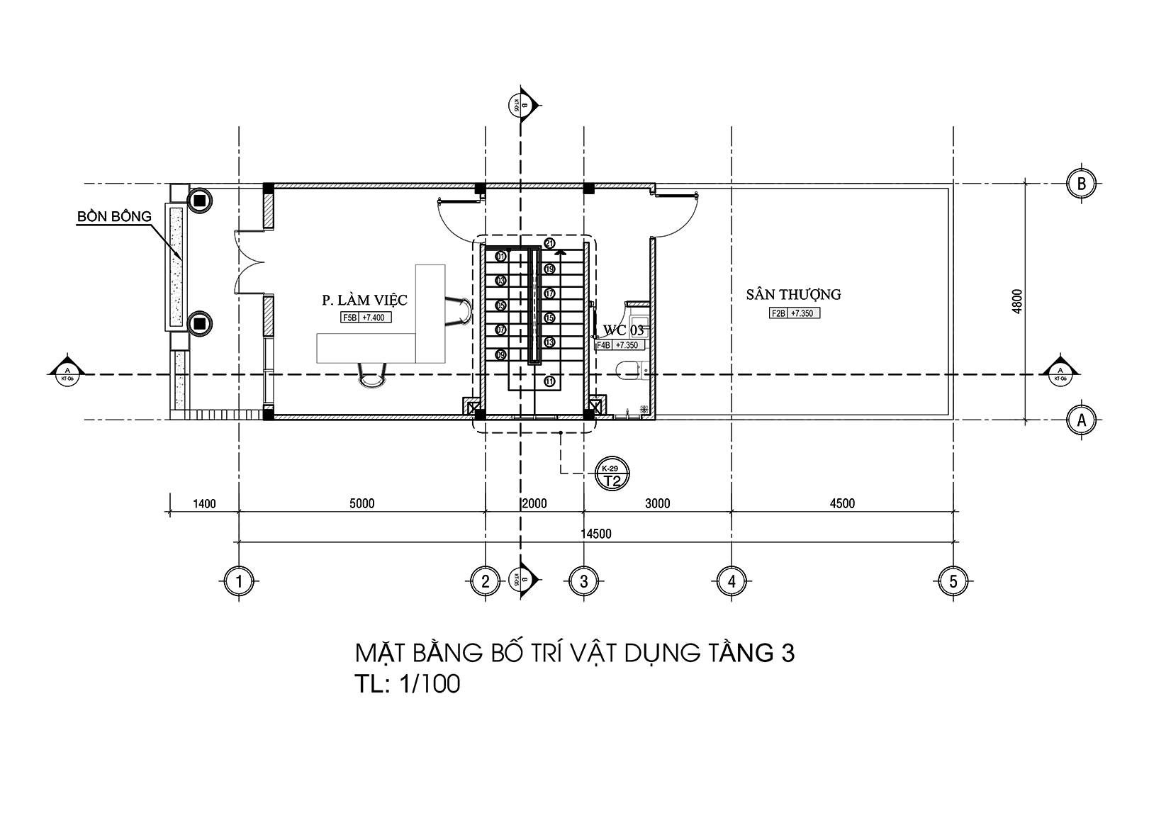 Thiết kế nhà 3 tầng mái