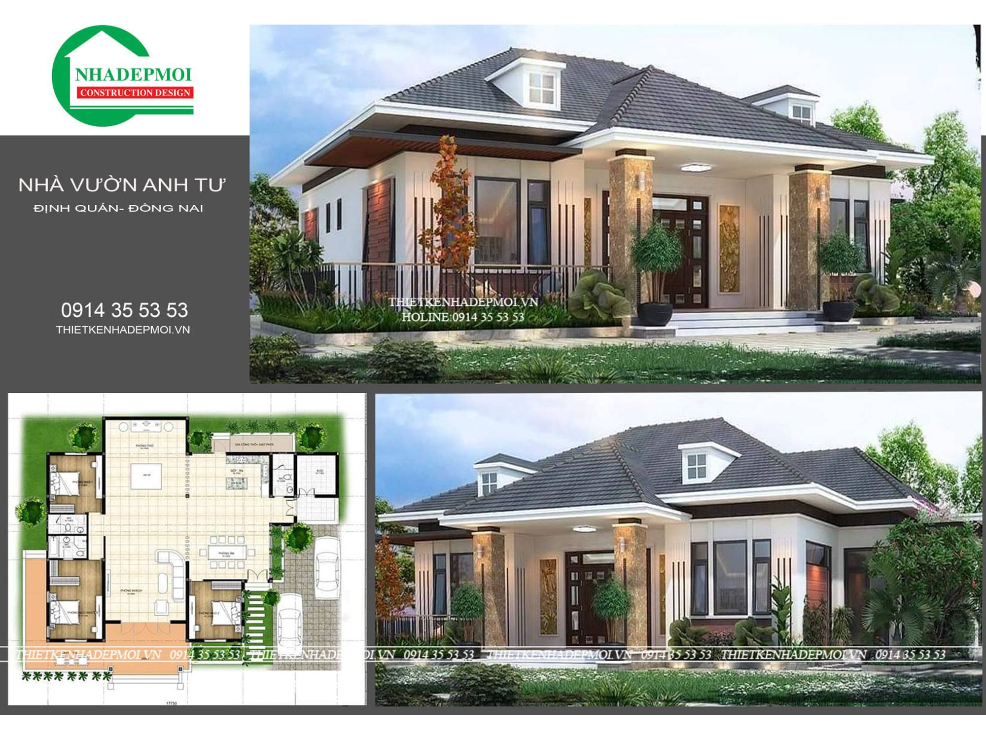 Báo giá thiết kế kiến trúc nhà phố, biệt thự, nhà mái thái đẹp