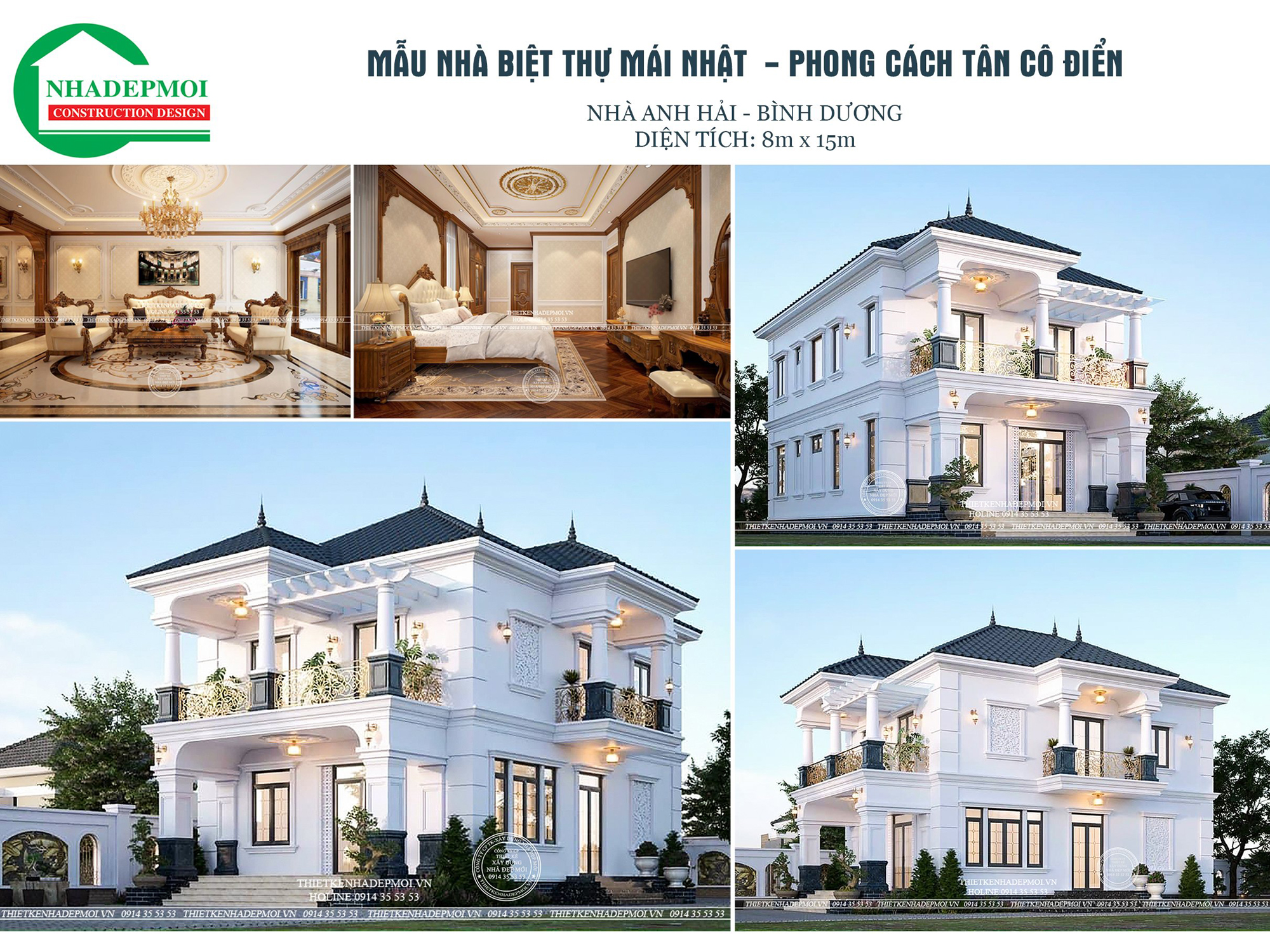 Báo giá thiết kế kiến trúc nhà phố, biệt thự, nhà mái thái đẹp