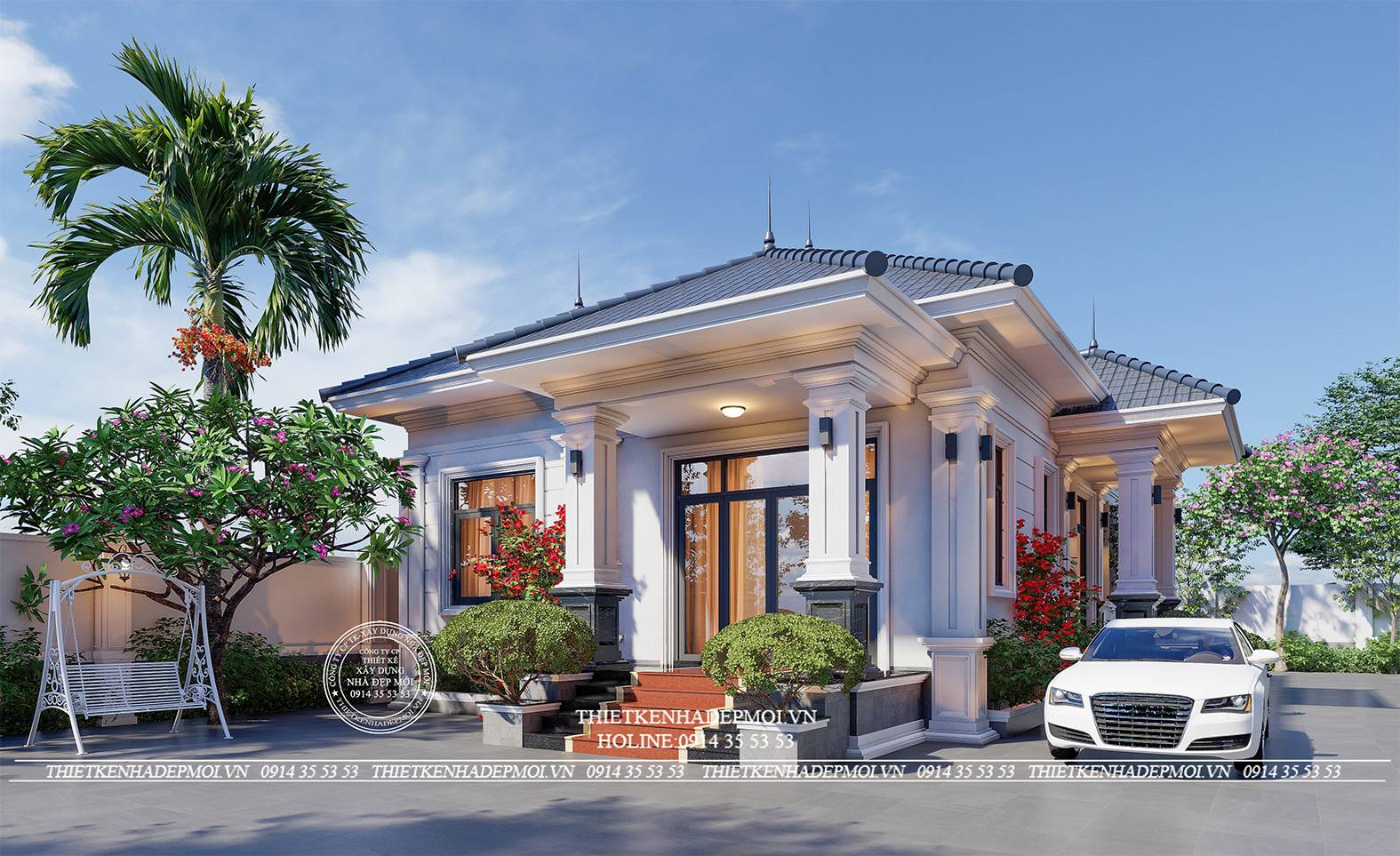 Biệt thự mái nhật phong cách tân cổ điển – nhà chị loan, bình phước