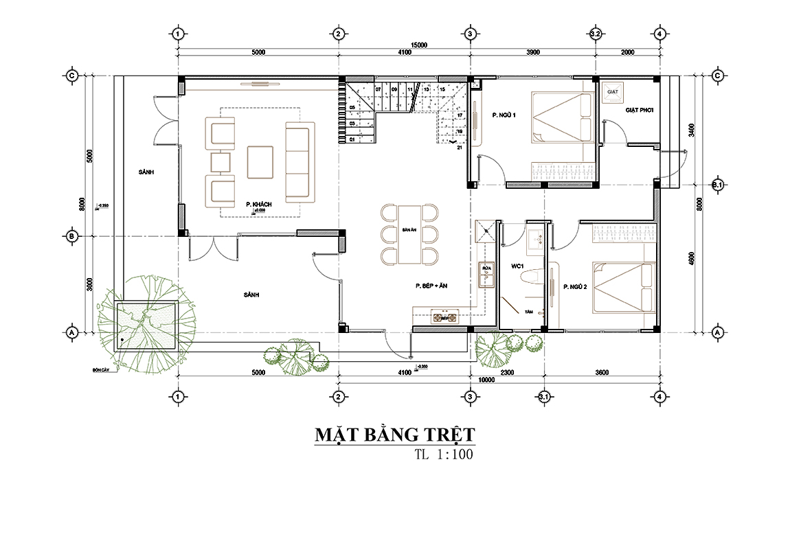 Nhà biệt thự hiện đại sân vườn 2 tầng