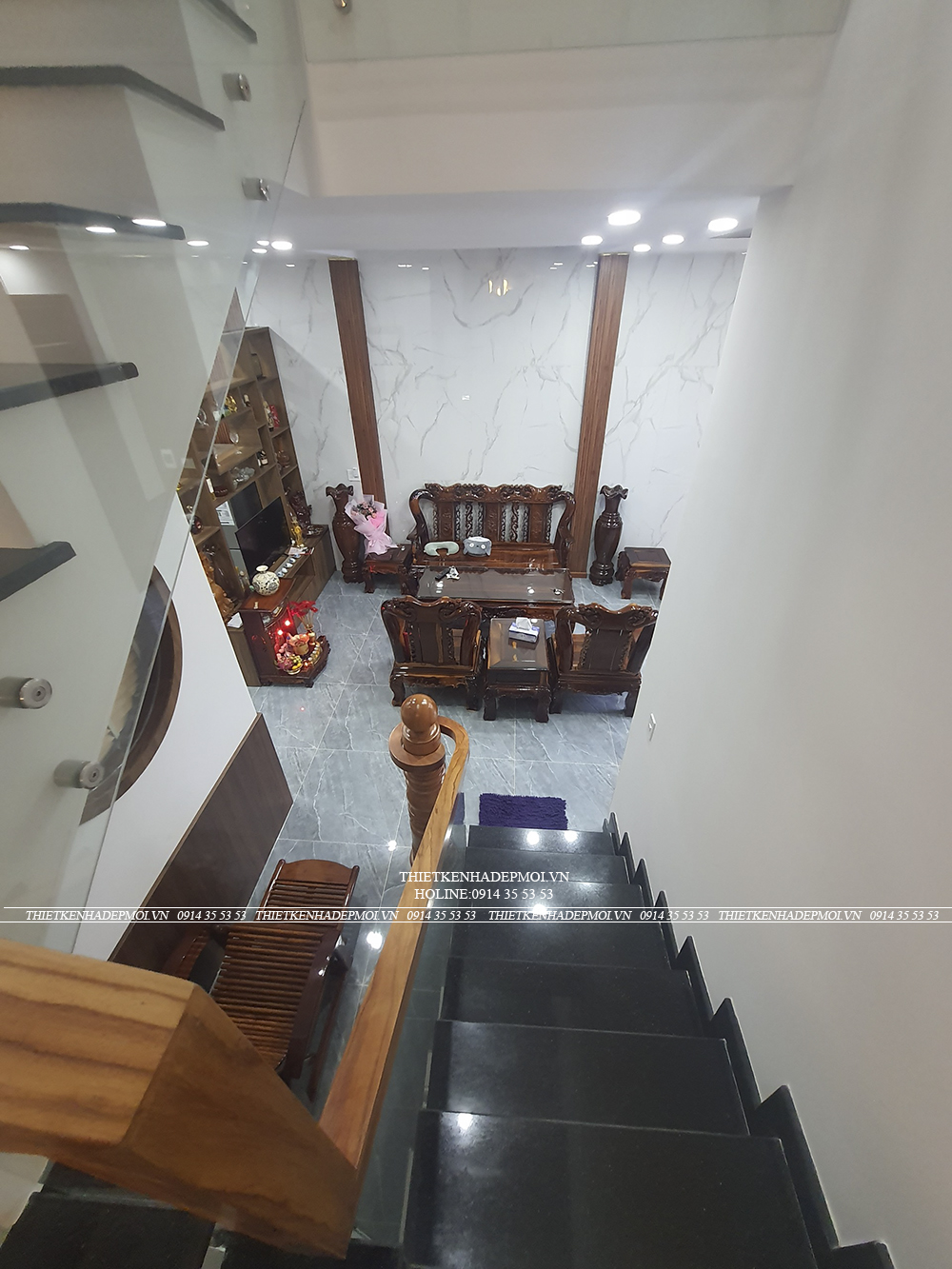 Hình ảnh thi công thực tế biệt thự mái nhật của chị hà - bình phước