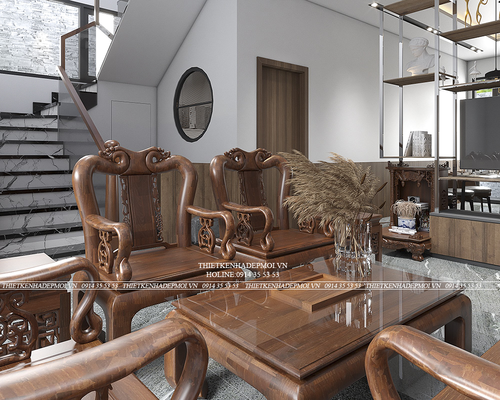 Mẫu nội thất biệt thự mái nhật của chị hà - bình phước