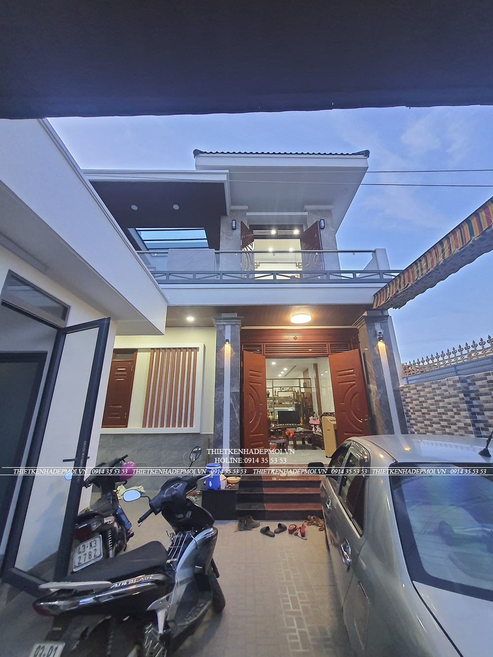 Hình ảnh thi công thực tế biệt thự mái nhật của chị hà - bình phước