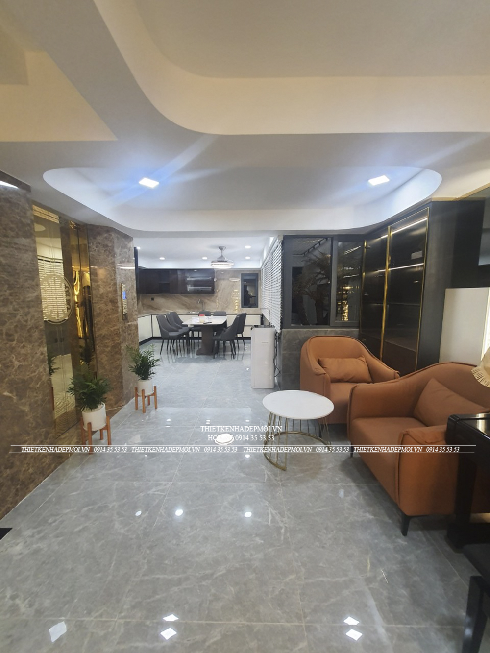 Hình ảnh thi công thực tế nhà phố hiện đại 5 tầng đẹp mắt tại thủ đức