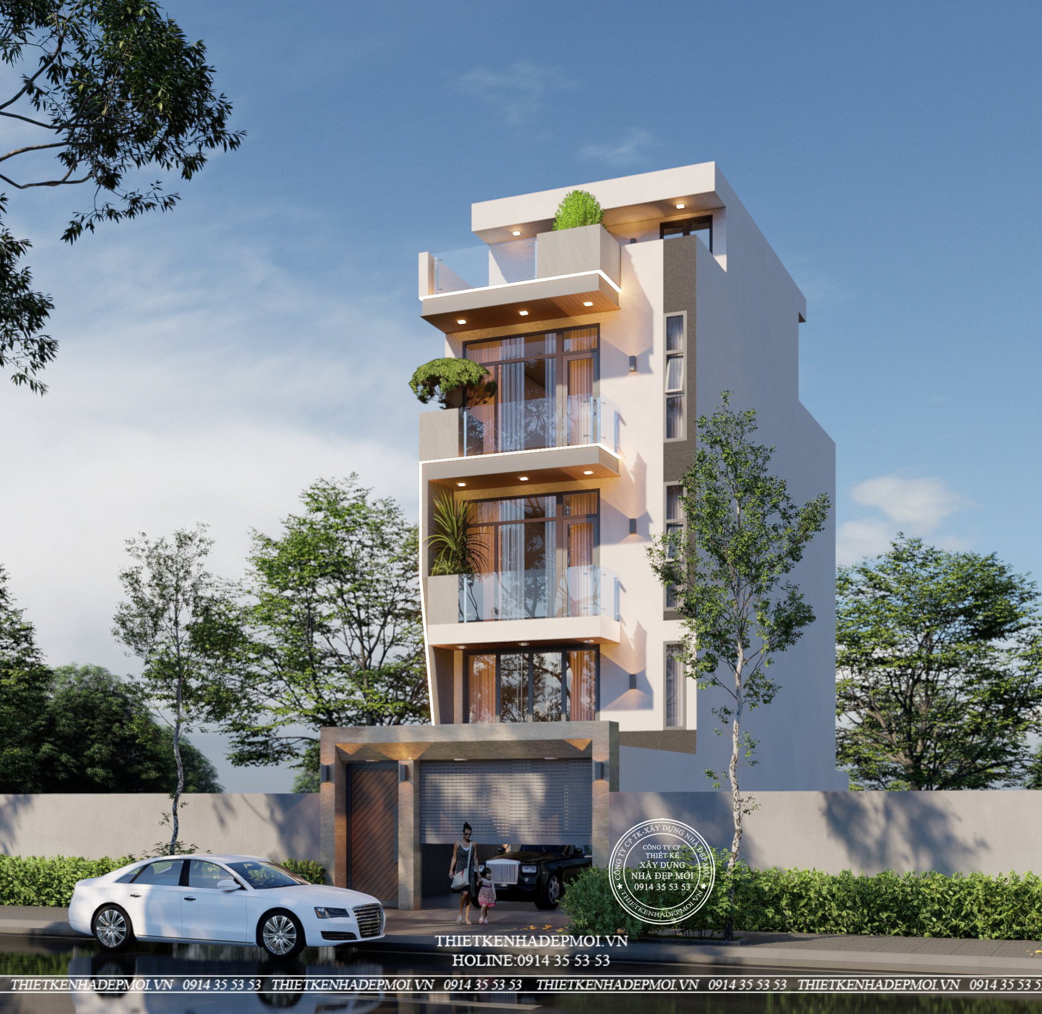 Hình ảnh thi công thực tế nhà phố hiện đại 5 tầng đẹp mắt tại thủ đức