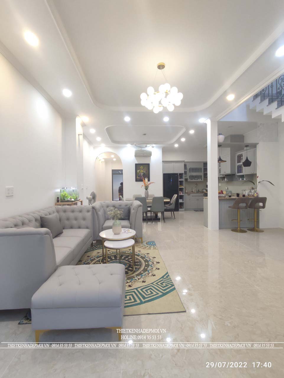 Hình ảnh thi công thực tế nhà phố 2 tầng đẹp mắt tại của chị mỹ tại bình dương