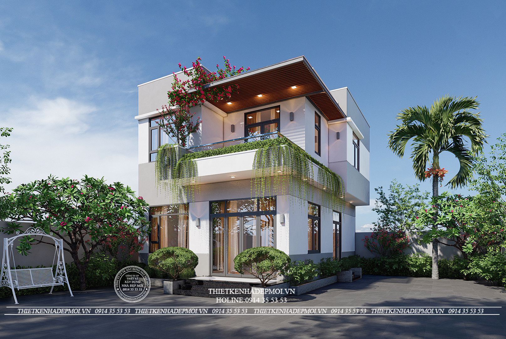 Biệt thự hiện đại 2 tầng nhà chị tâm, bình dương