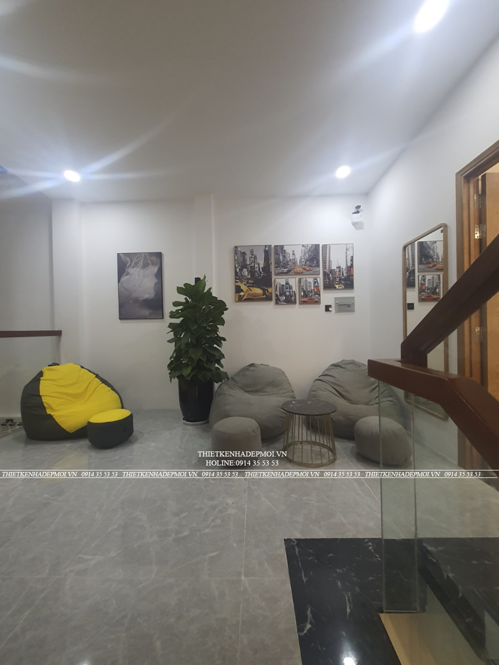 Hình ảnh thi công thực tế nhà phố hiện đại 5 tầng đẹp mắt tại thủ đức