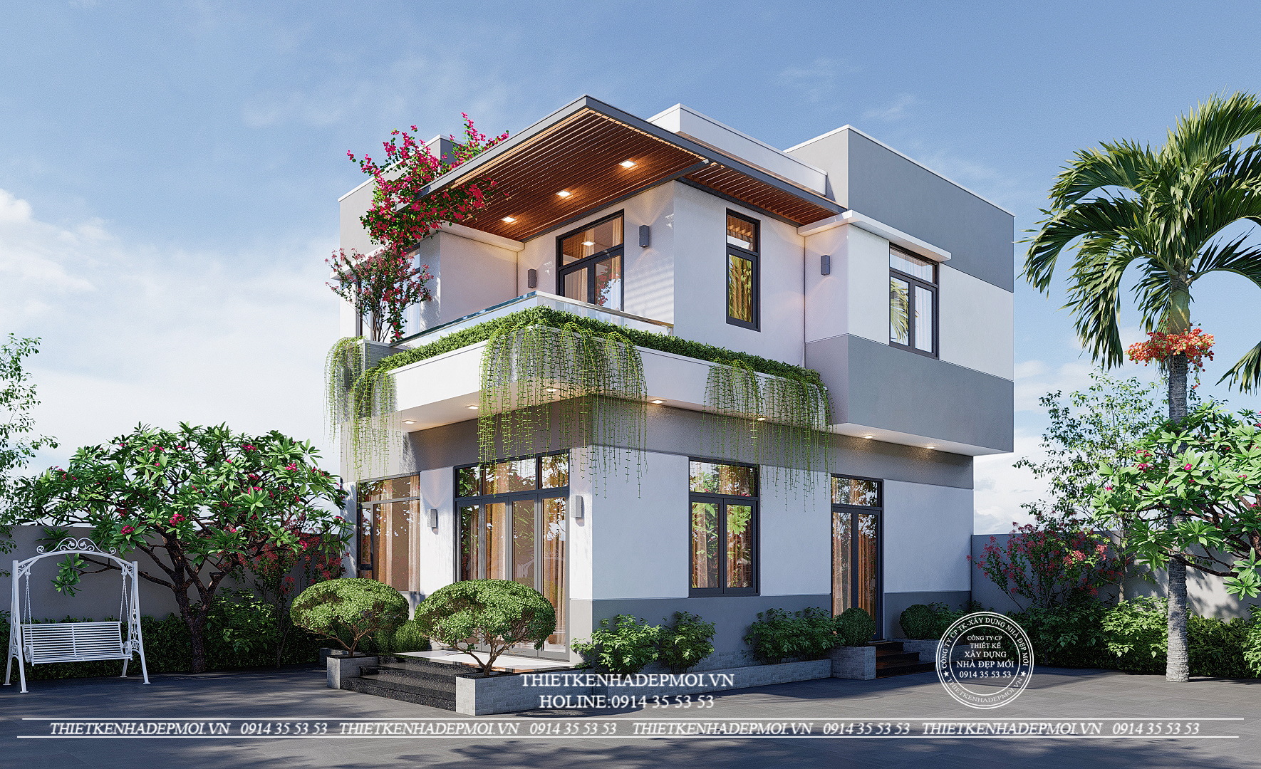 biệt thự hiện đại 2 tầng