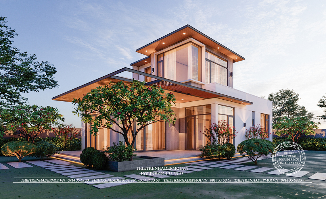 Nhà biệt thự hiện đại sân vườn 2 tầng