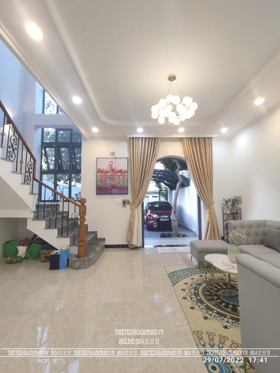 Hình ảnh thi công thực tế nhà phố 2 tầng đẹp mắt tại của chị mỹ tại bình dương