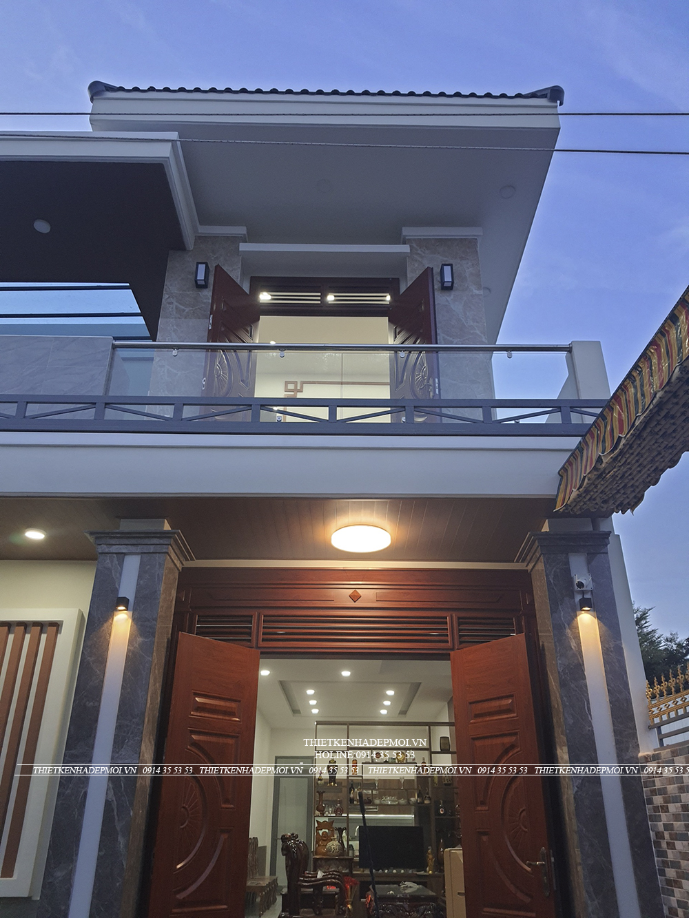 Hình ảnh thi công thực tế biệt thự mái nhật của chị hà - bình phước