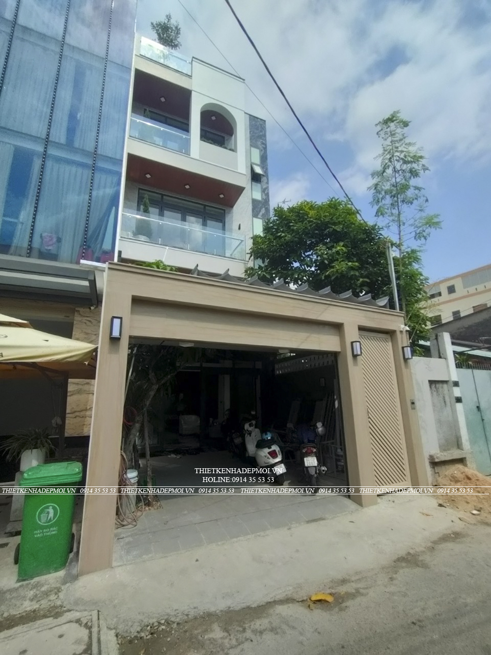 Hình ảnh thi công thực tế nhà phố hiện đại 5 tầng đẹp mắt tại thủ đức