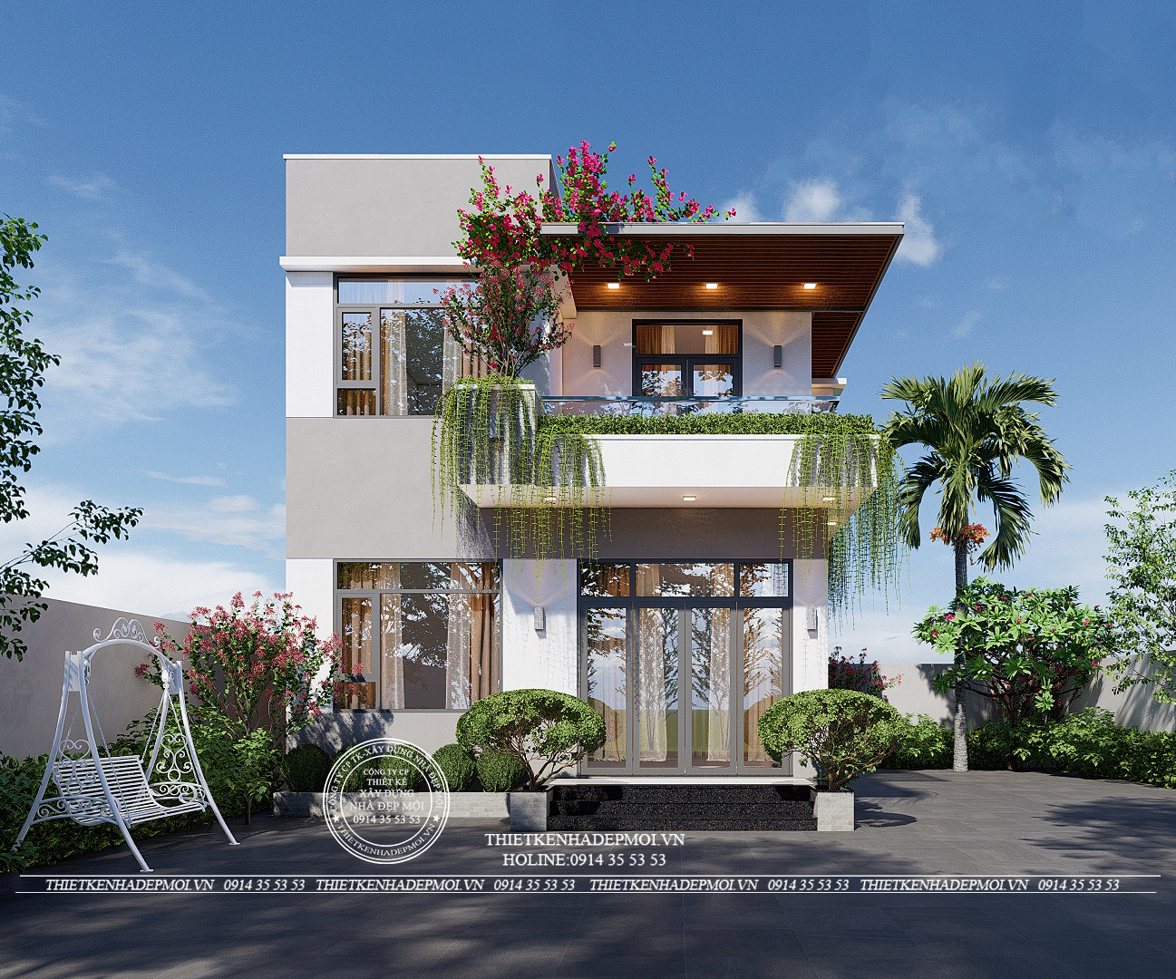 Biệt thự hiện đại 2 tầng nhà chị tâm, bình dương