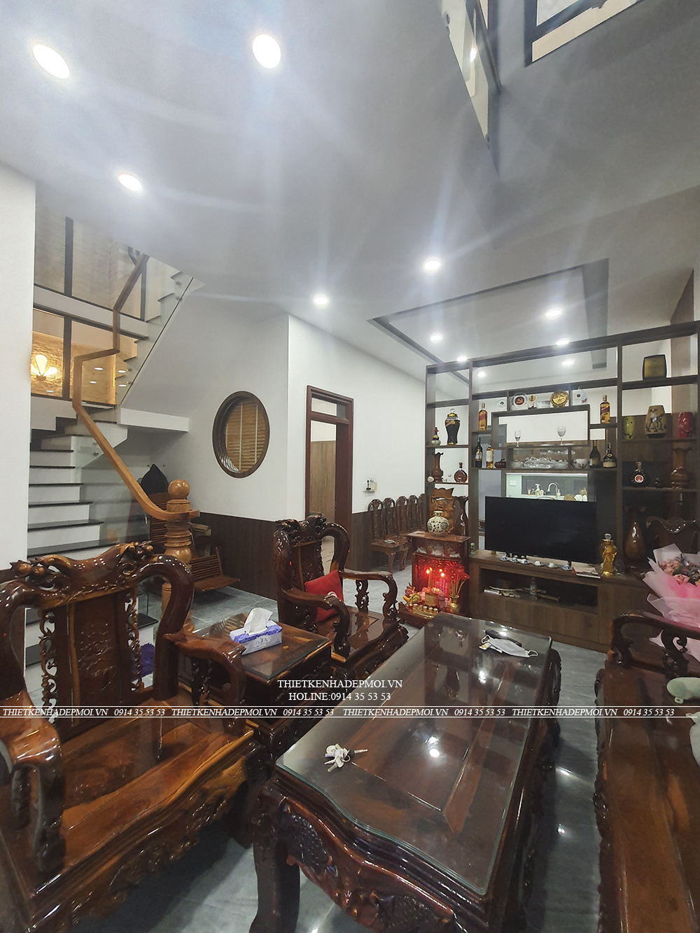 Hình ảnh thi công thực tế biệt thự mái nhật của chị hà - bình phước