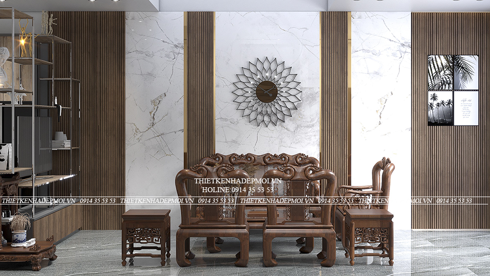 Mẫu nội thất biệt thự mái nhật của chị hà - bình phước