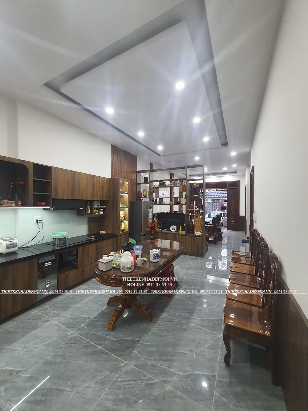 Hình ảnh thi công thực tế biệt thự mái nhật của chị hà - bình phước