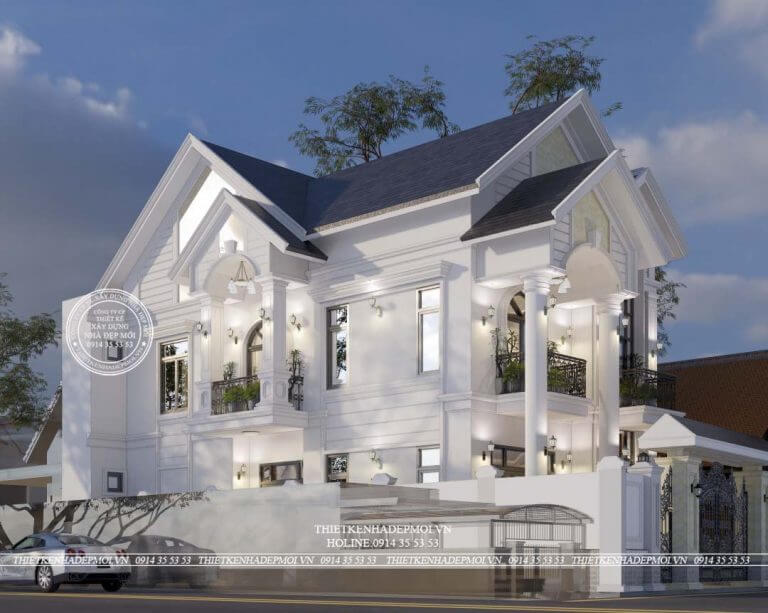 Mẫu thiết kế nhiệt thự chữ L 2 tầng 120m2