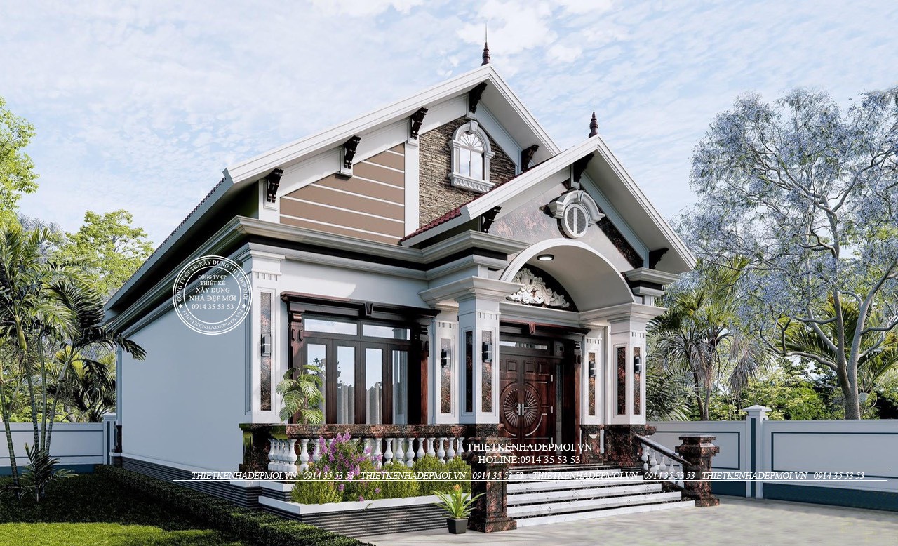 Biệt thự sử dụng khung cửa kính, chi tiết đá hoa cương