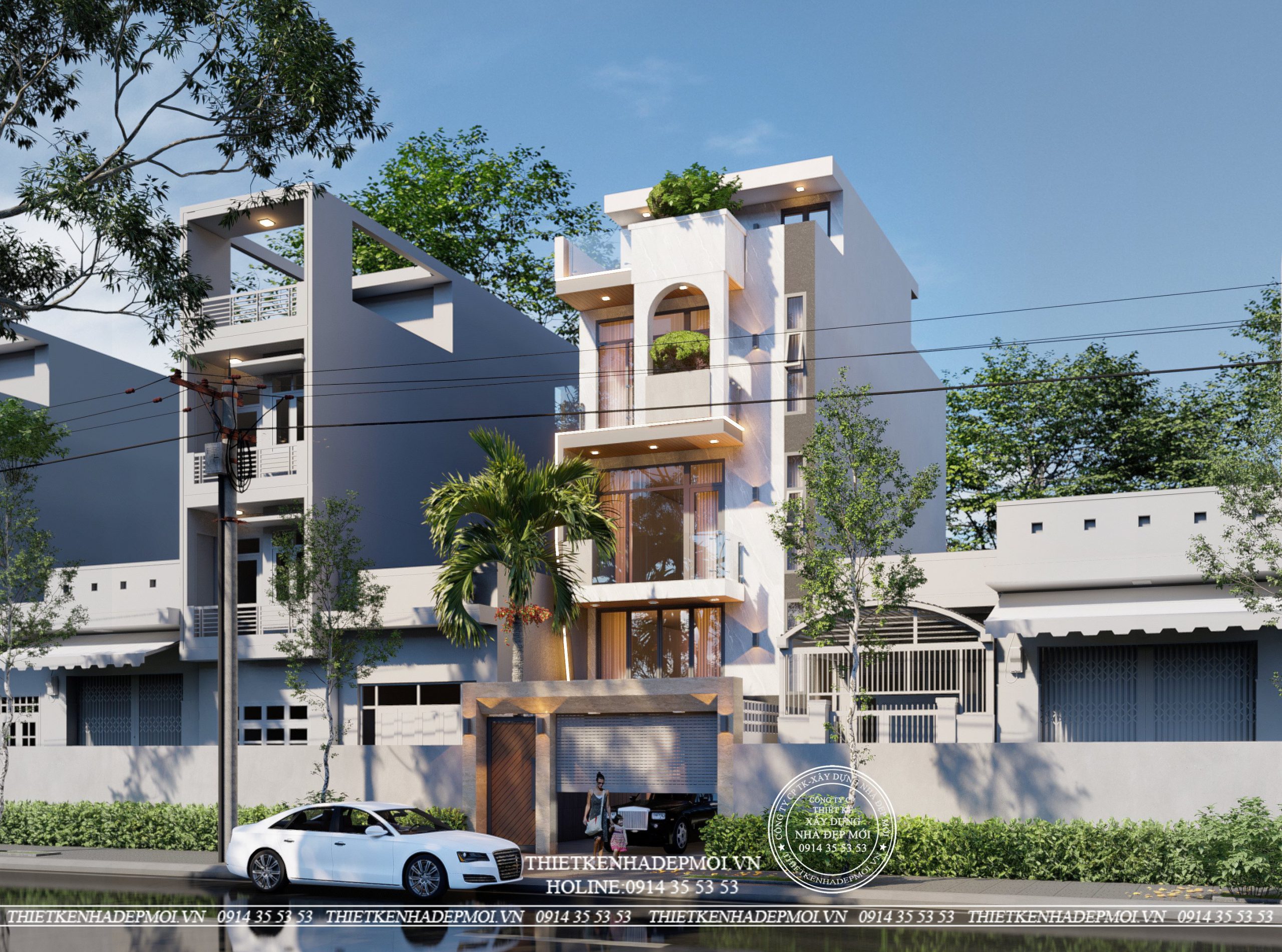 Hình ảnh thi công thực tế nhà phố hiện đại 5 tầng đẹp mắt tại thủ đức