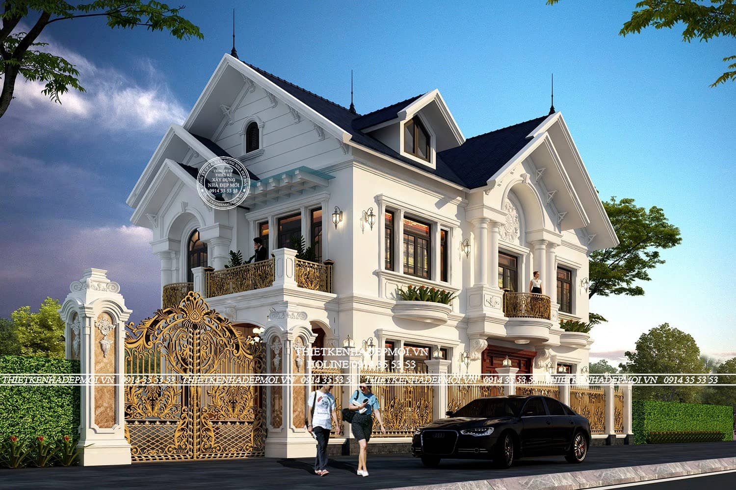 Mẫu nhà phố đẹp tân cổ điển 2 tầng