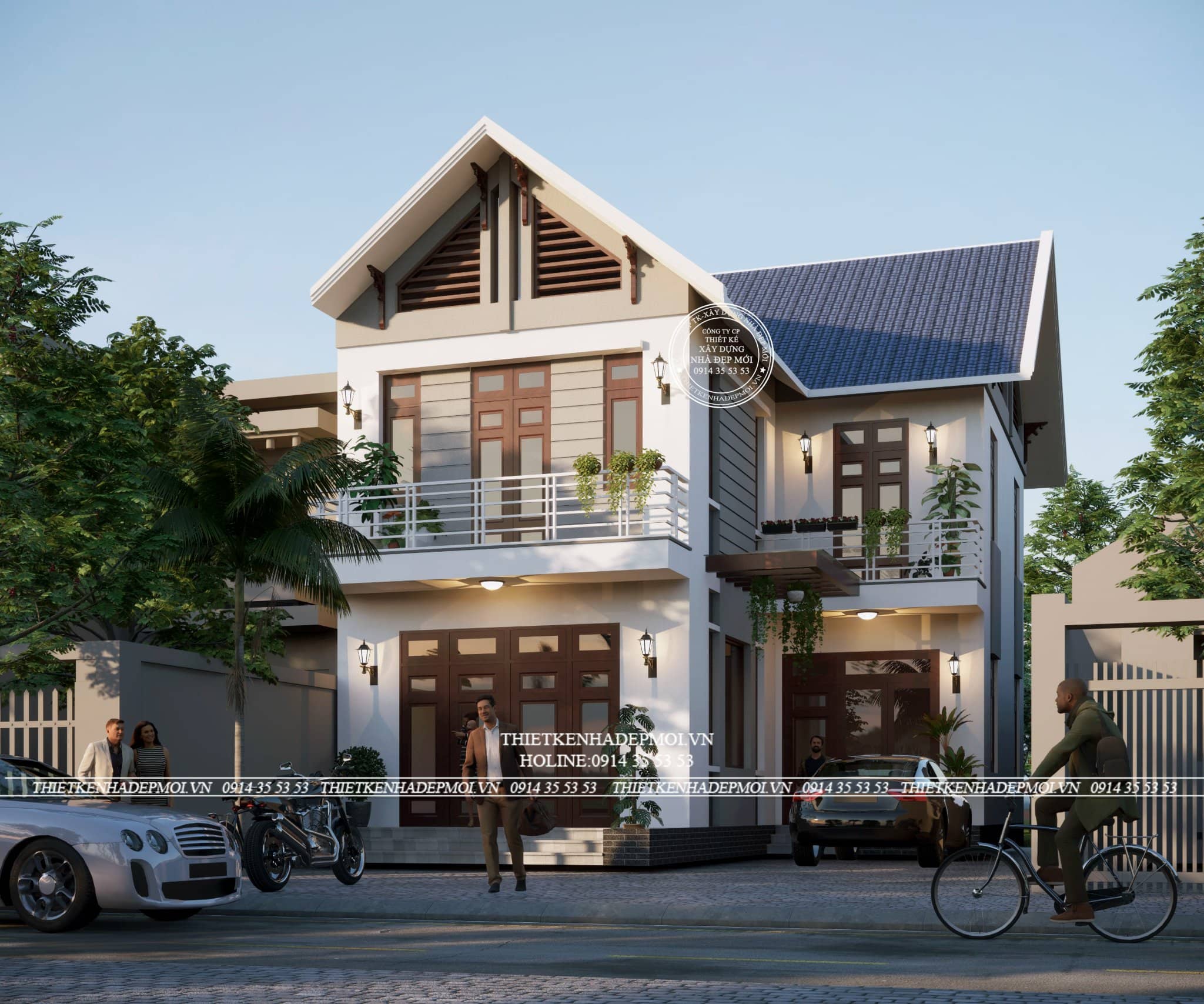 Mẫu nhà phố mái Thái 2 tầng